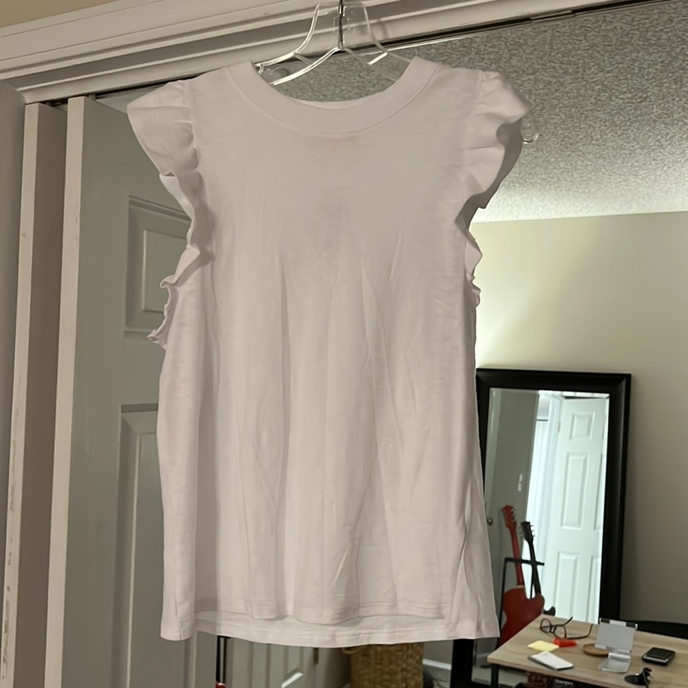 Nation LTD White Ruffle Sleeve Top